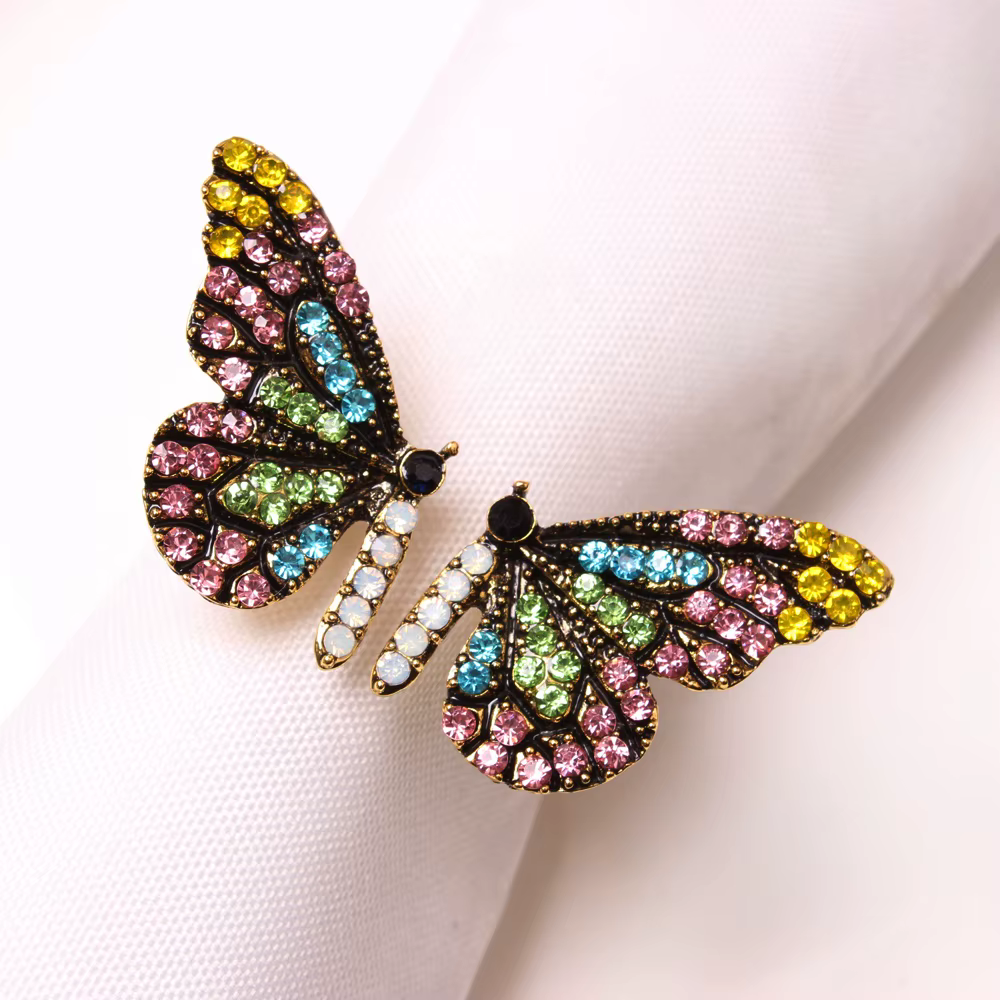 Butterfly Crystal Napkin Rings – 6 Pack — image 2