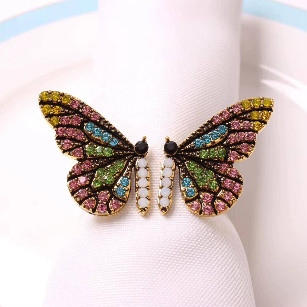 Butterfly Crystal Napkin Rings – 6 Pack