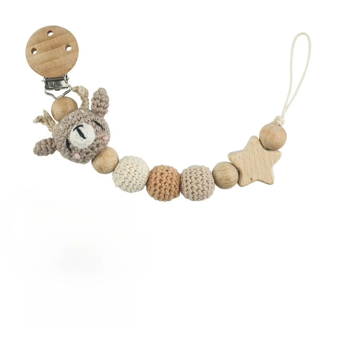 Personalised giraffe wooden bead dummy chain – Lilvelle Extras