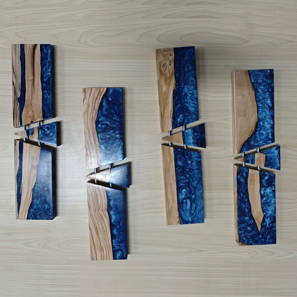 Olive Wood & Resin Chanukah Menorah — image 6