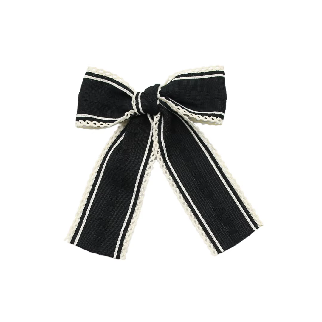 Black Velvet Bow Headband Medium Hair Clip — image 6