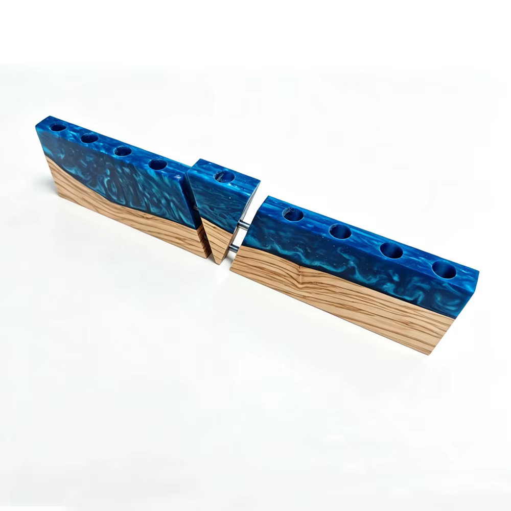 Olive Wood & Resin Chanukah Menorah — image 4