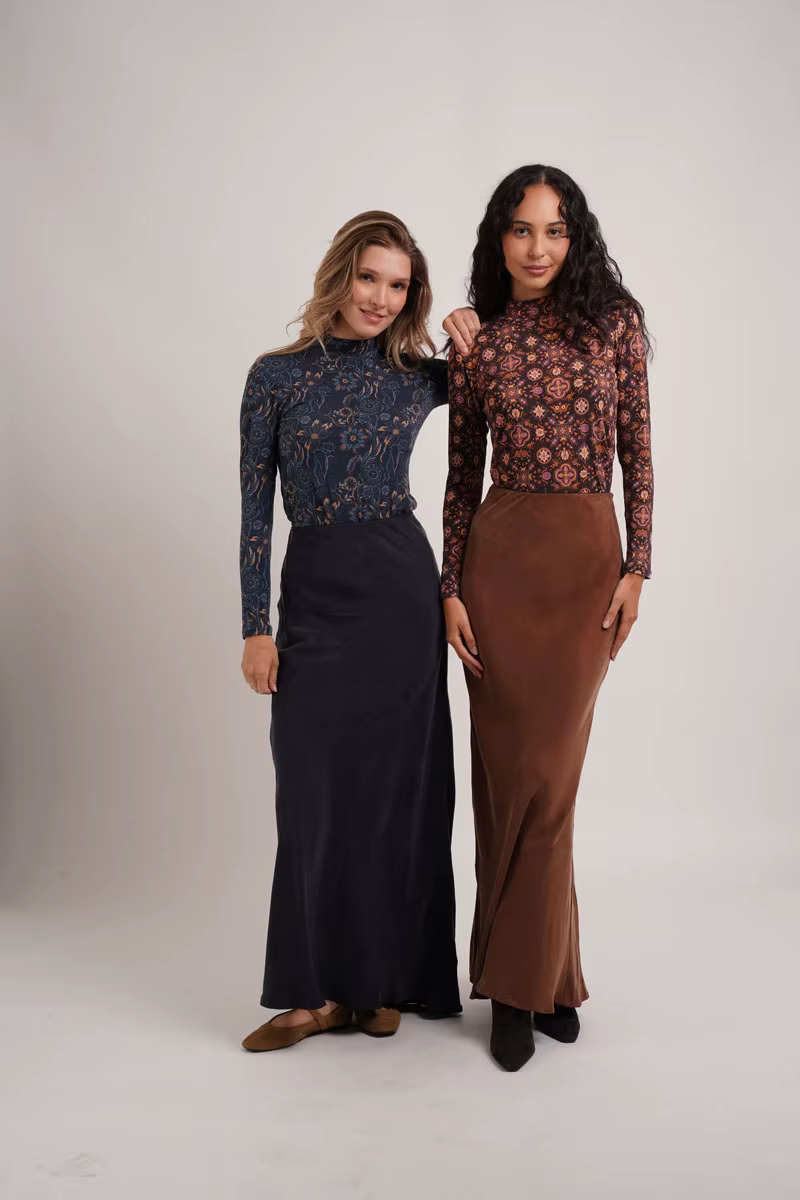 Cupro Skirt Collection – Black Mockneck — image 2