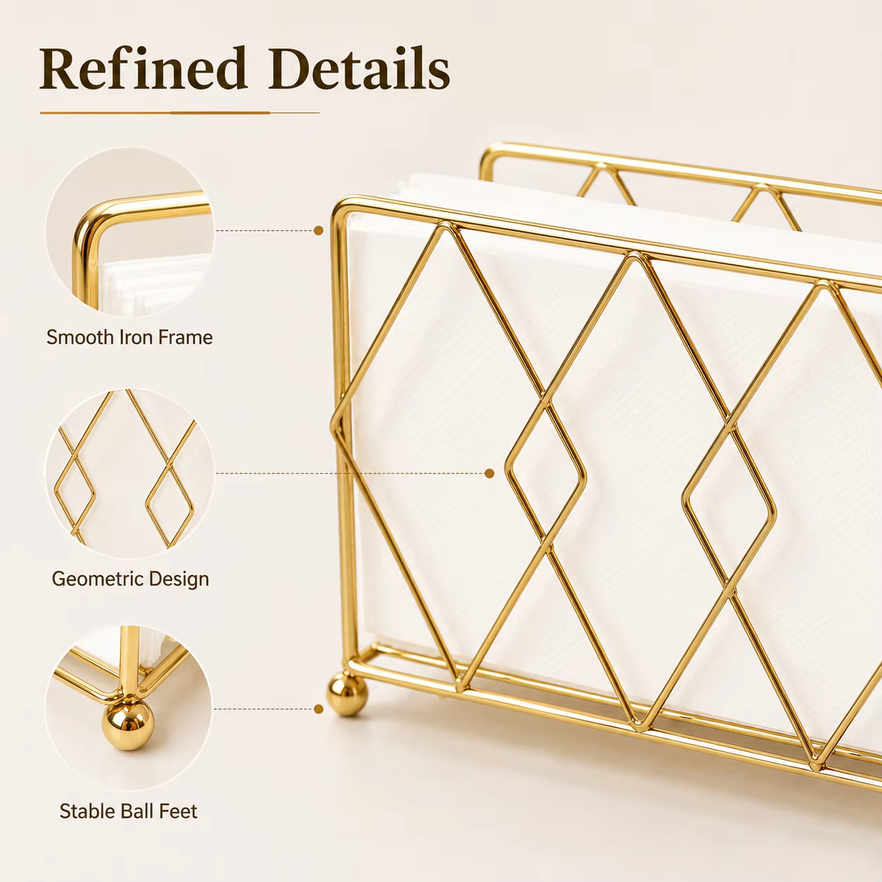 Gold Metal Napkin Holder — image 2
