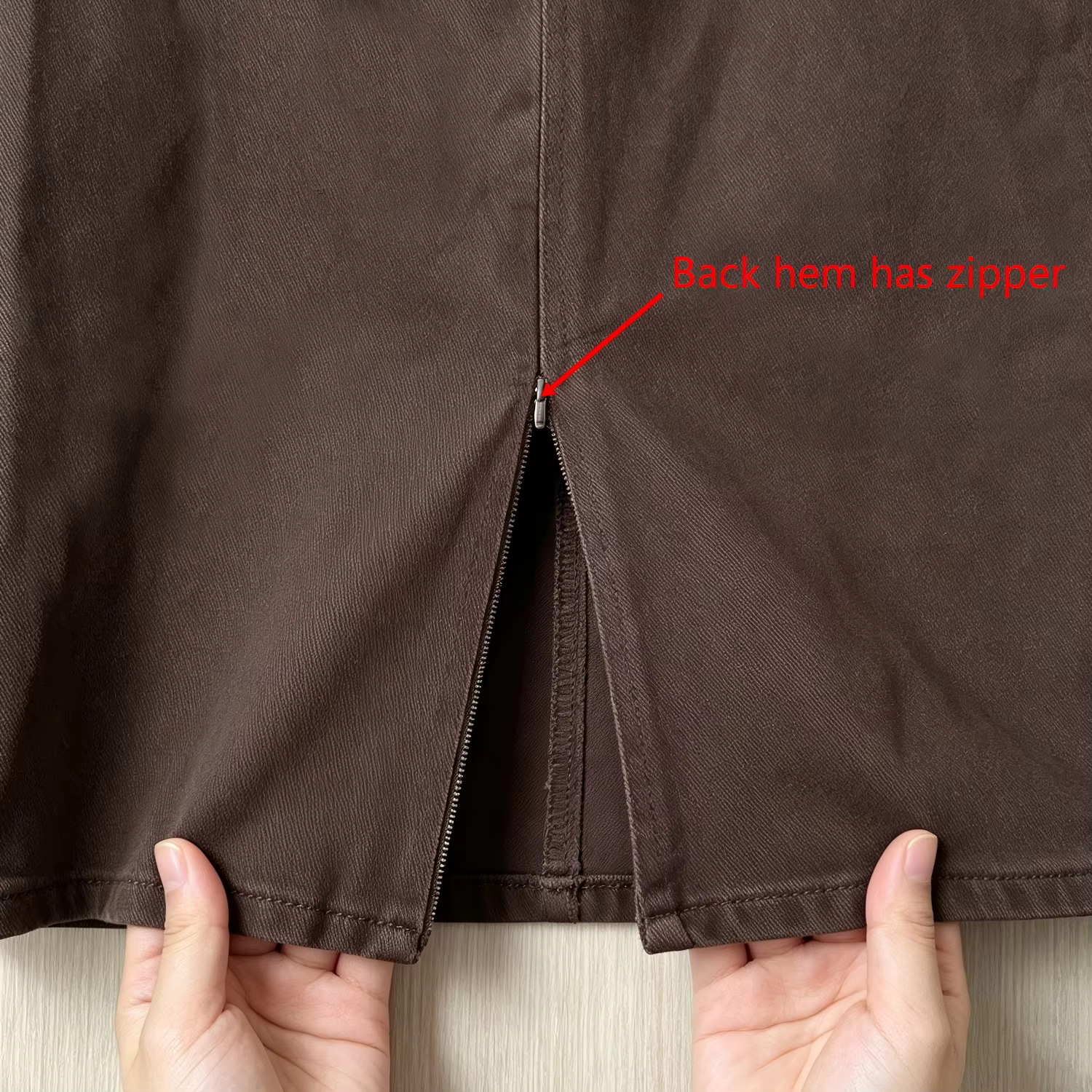 Brown Denim A-Line Skirt — image 2