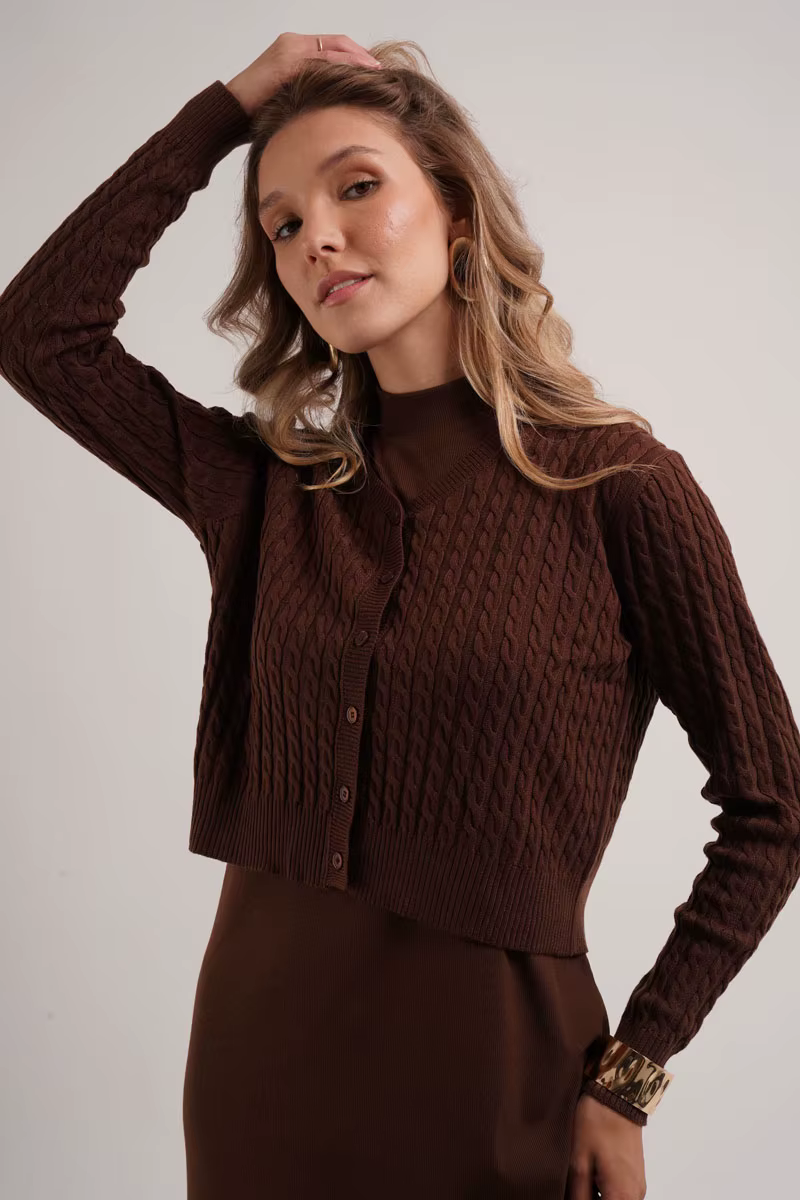 Cableknit & Rib Dress Collection – Green Cardigan — image 2