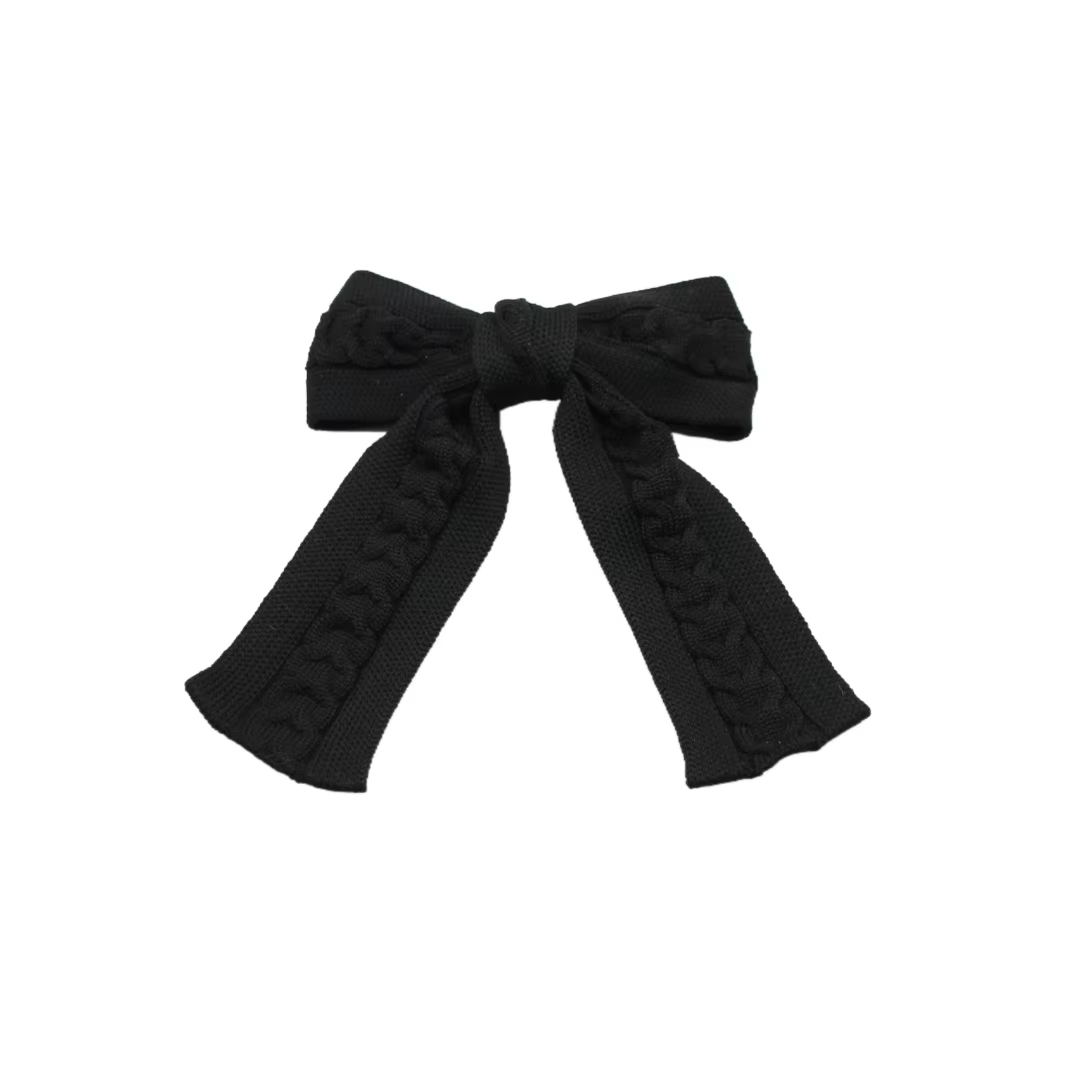 Braided Knit Bow Headband Medium Hair Clip