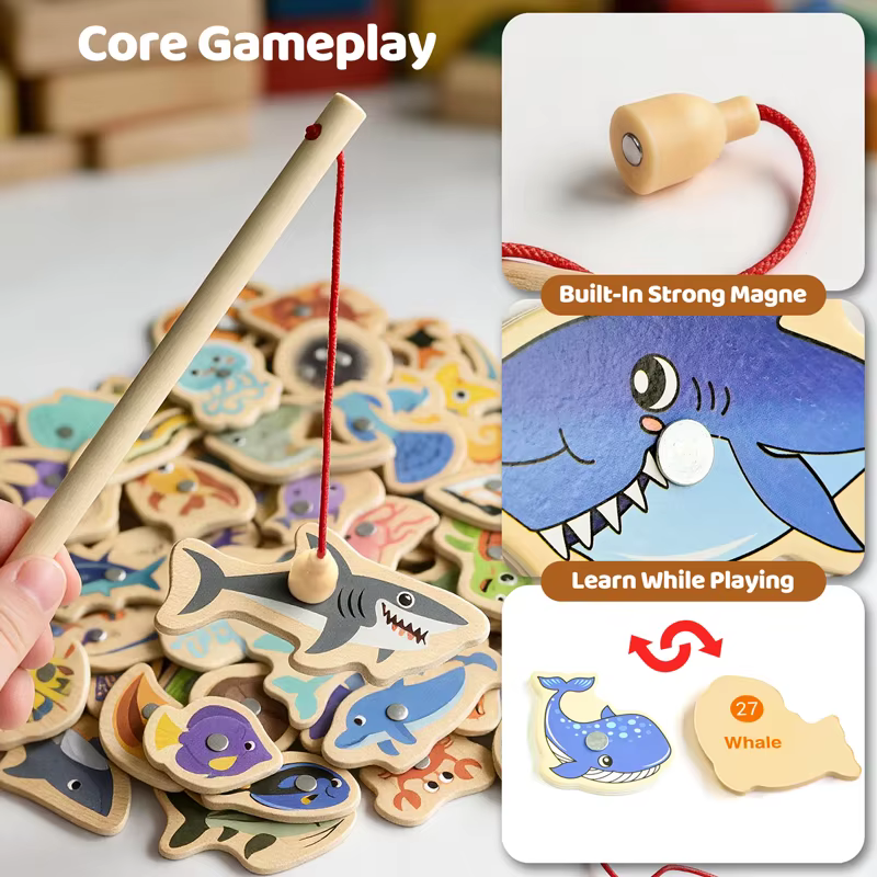 Wooden Magnetic Fishing Game — image 2