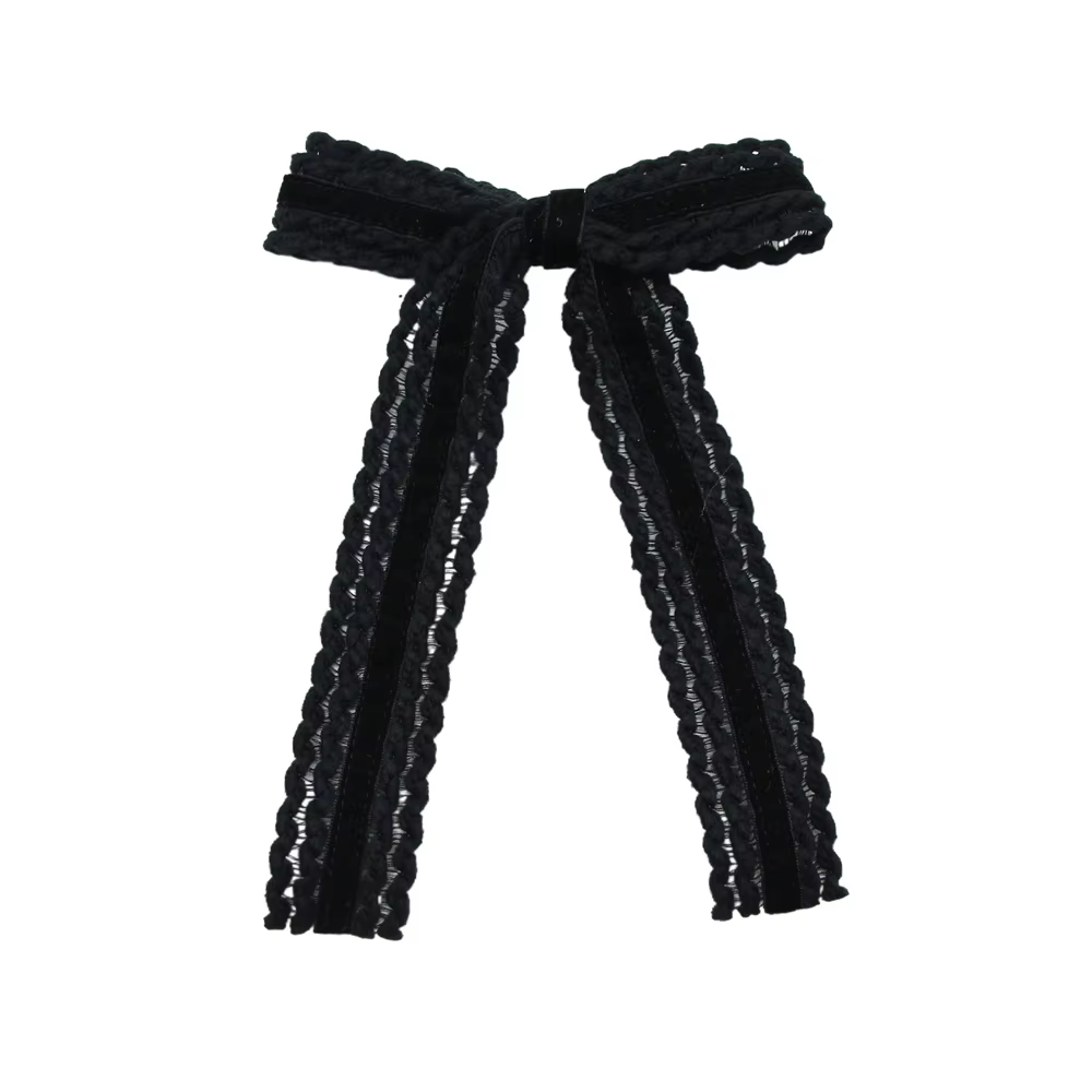 Wool Knit Velvet Bow Headband Large Hair Clip — image 5