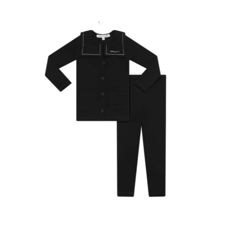Kids' Black Pocket Shirt & Trouser Set