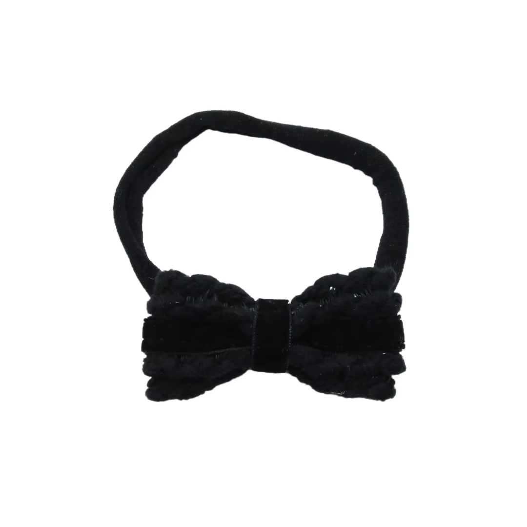 Black Floral Velvet Bow Headband Baby Headband