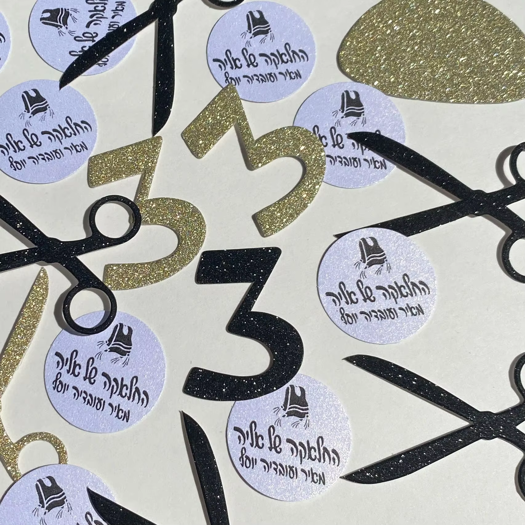 Personalised Upsherin Name Confetti – Black & Blue — image 3