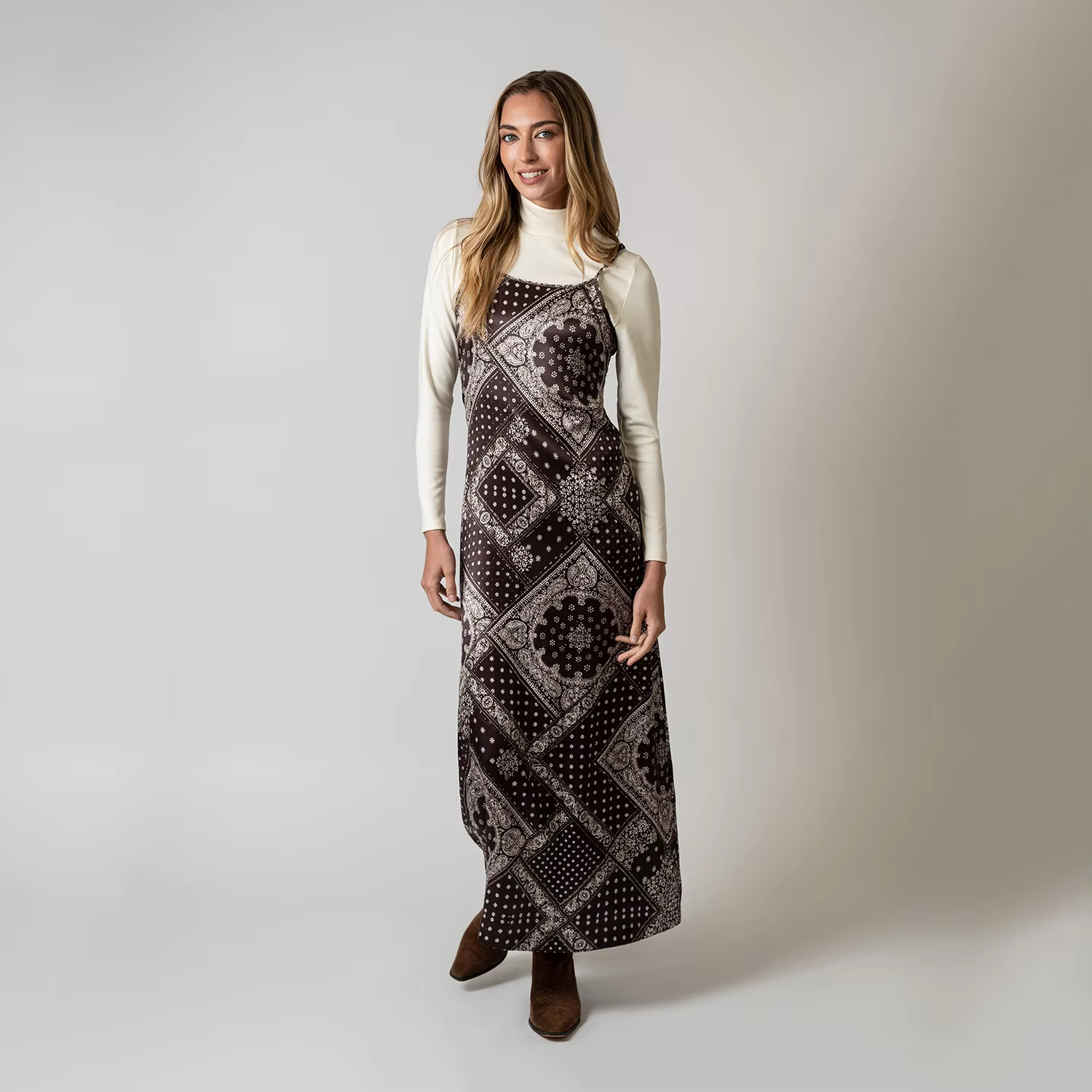 Brown Print Dress — image 6