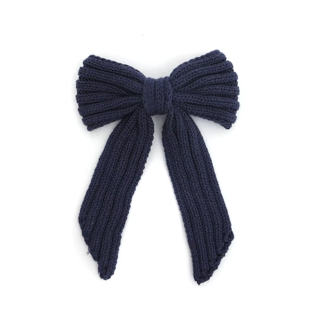 Black Floral Velvet Bow Headband Medium Hair Clip — image 2