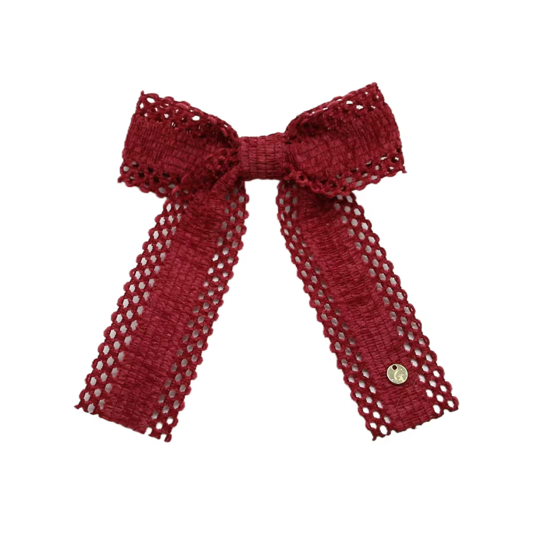 Wine Floral Velvet Bow Headband Medium Hair Clip — image 2