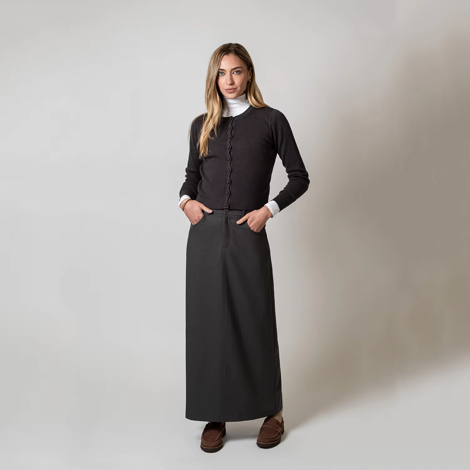 Brown Stretch A-Line Skirt — image 4
