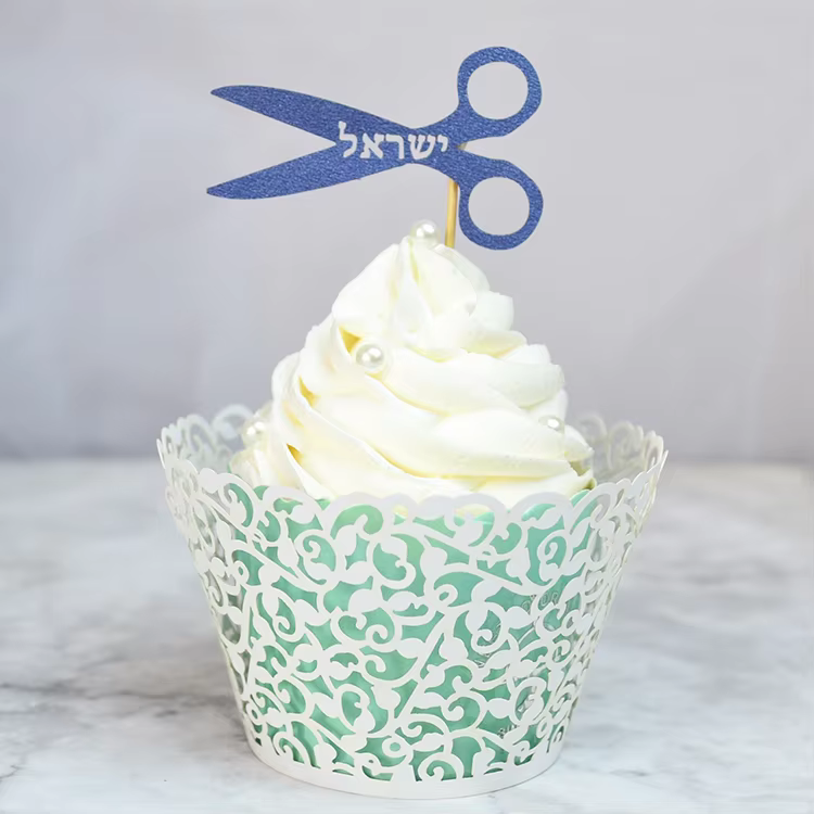 Upsherin Scissors & Tzitzit Cupcake Toppers – 100 Pack — image 2