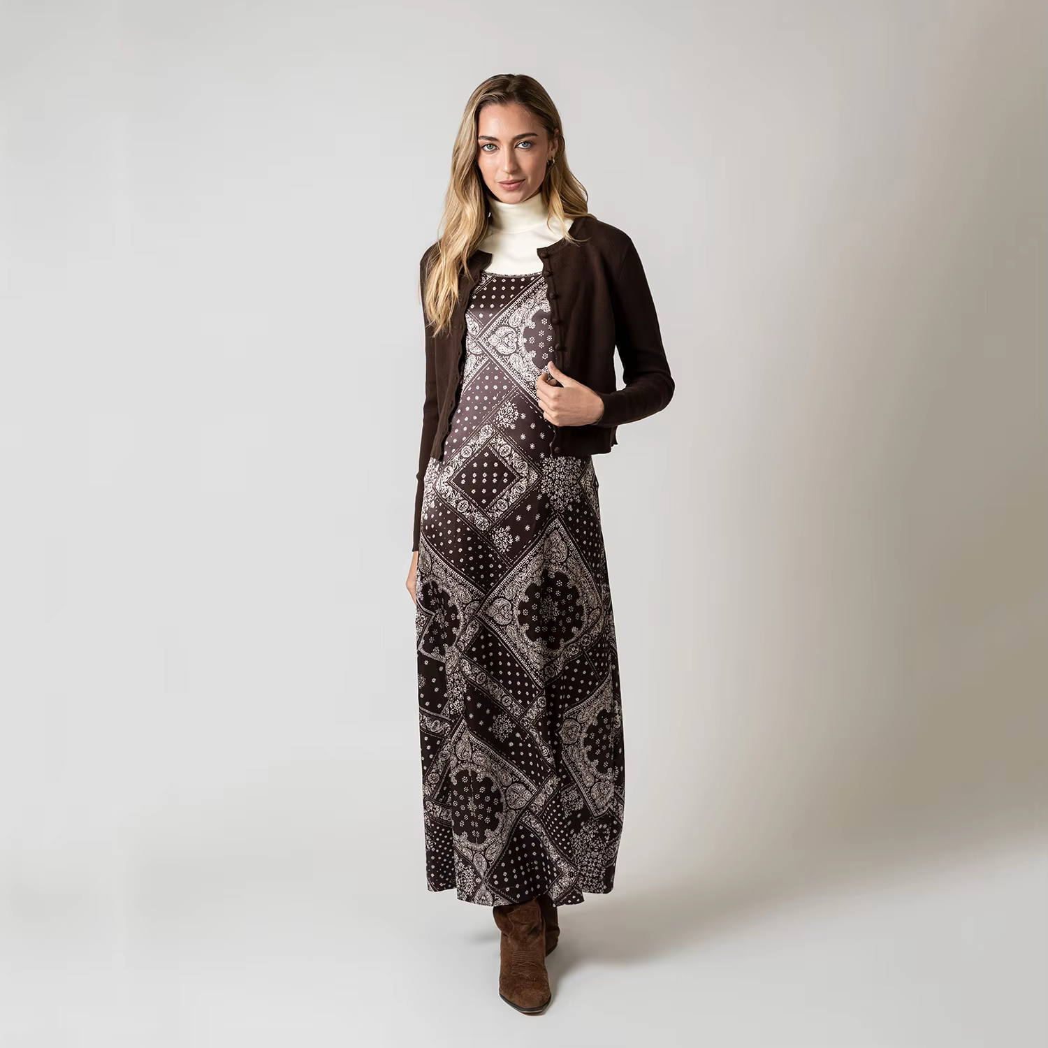 Brown Print Dress — image 4