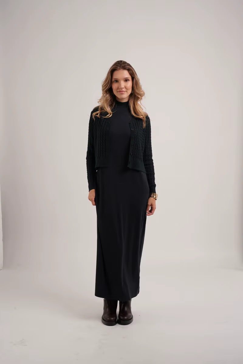 Cableknit & Rib Dress Collection – Green Cardigan — image 3