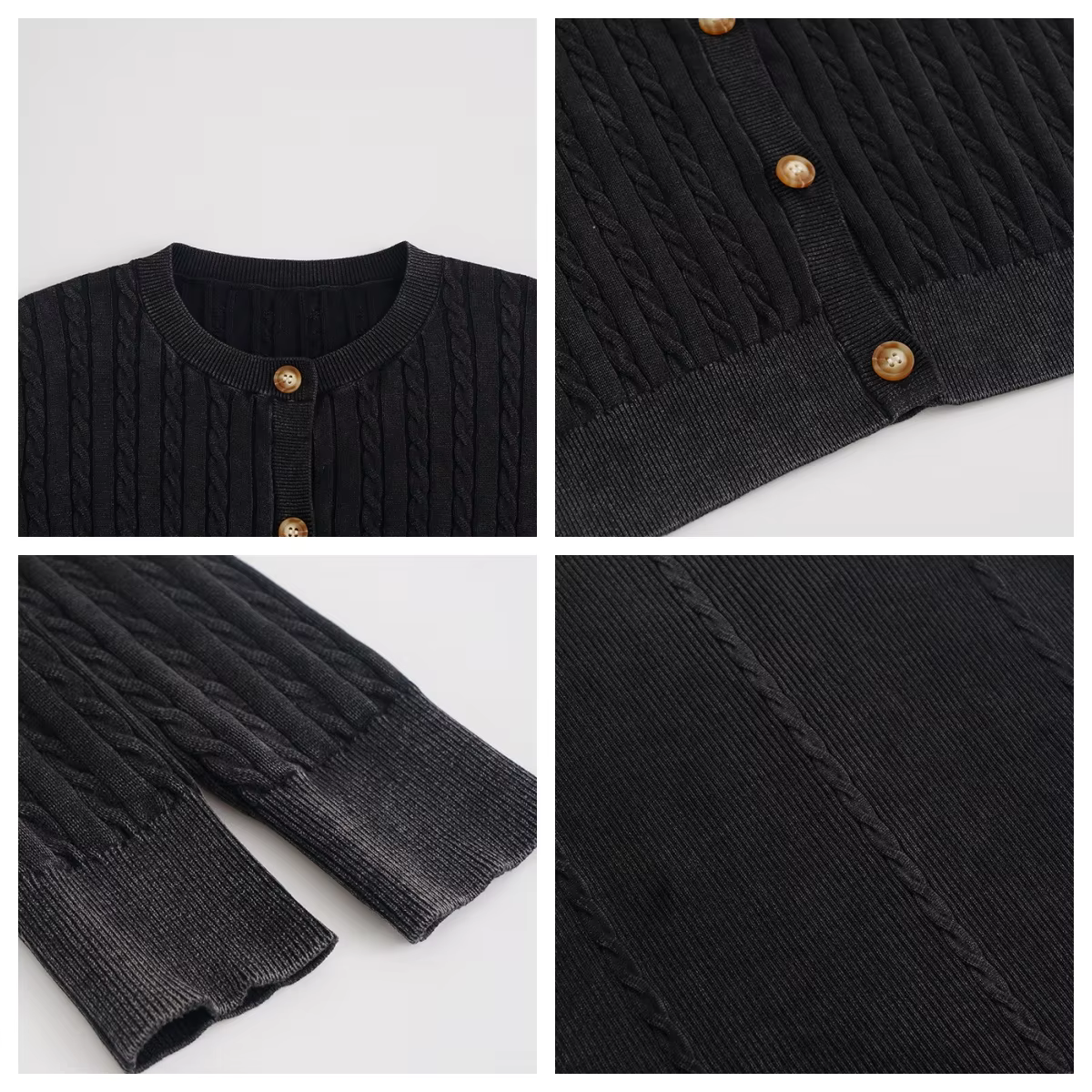 Black Cable Cardigan — image 2