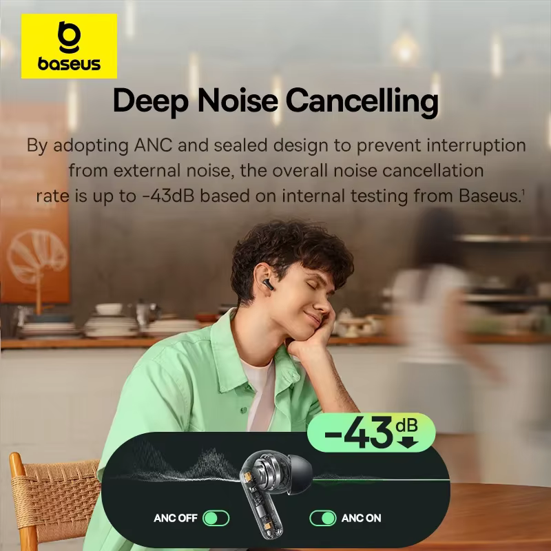 Baseus Noise-Cancelling Earbuds – White — image 2