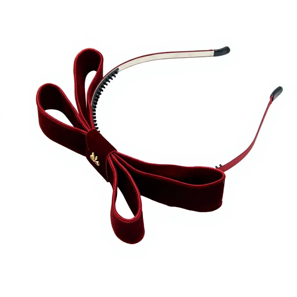Wine Velvet Bow Headband – Ali Picks AW26