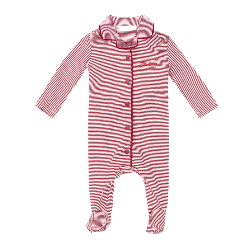 Cotton Striped Family Matching Collection – Red Striped Footie