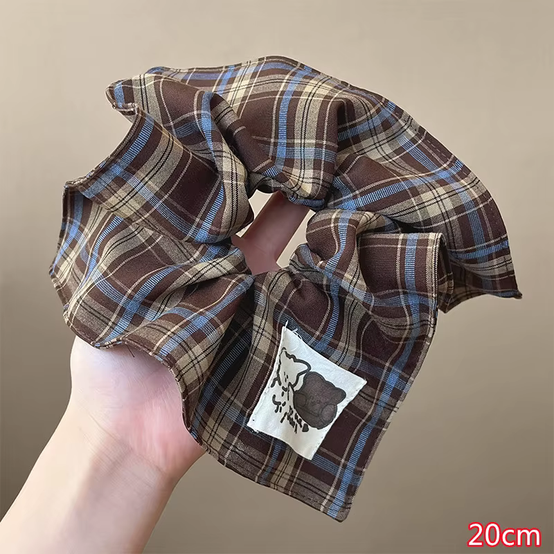 Square Plaid Scrunchie Women Girls Elastic Hair Rubber – Square — image 2