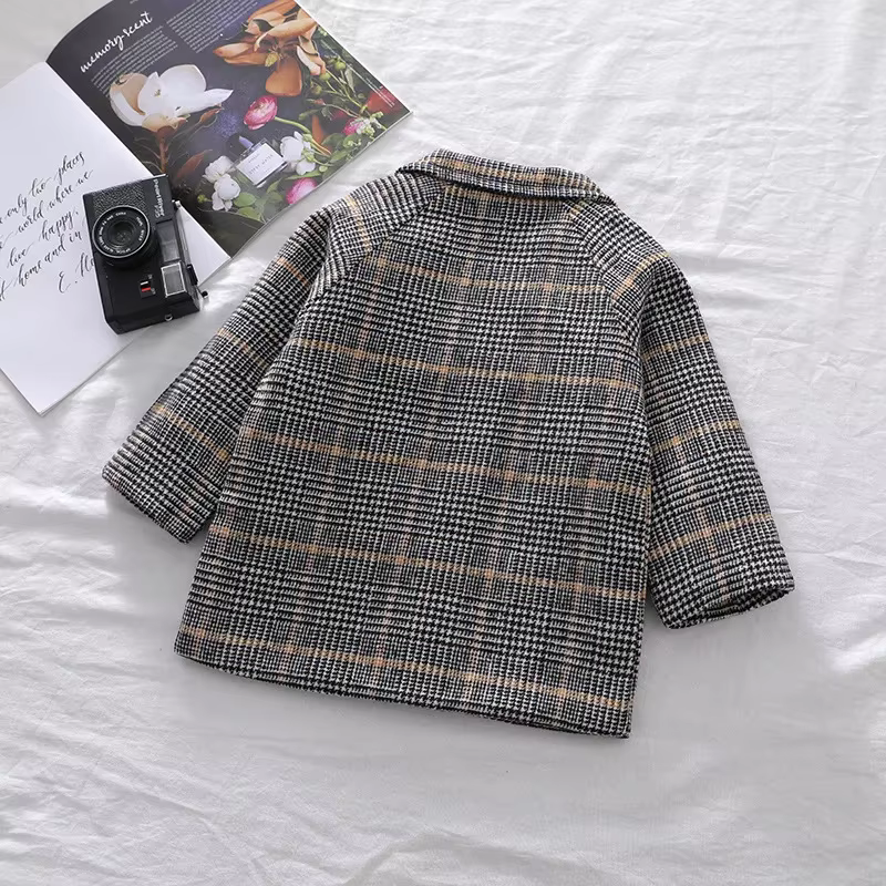 Boys' Plaid Long Trench Coat — image 5
