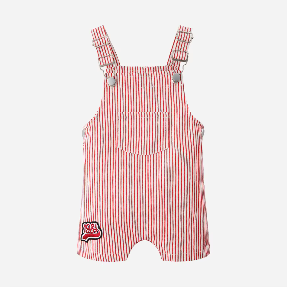 Pinstripe Denim Collection – Red Baby Romper