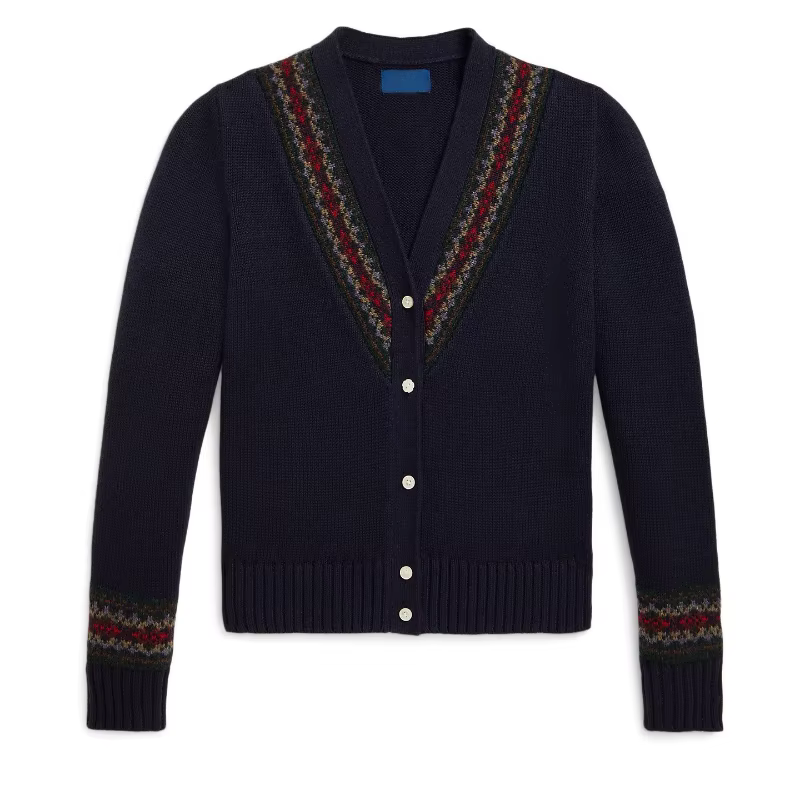 Girls' Navy Wool-Knit Cardigan