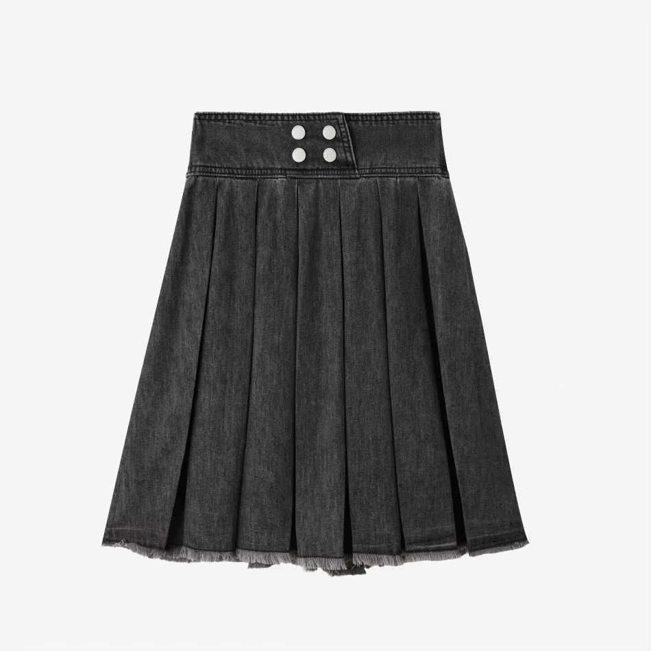 Black Denim Collection – Pleat Skirt
