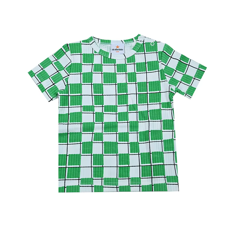 Patchwork Denim Set Tee – Short Sleeve Green