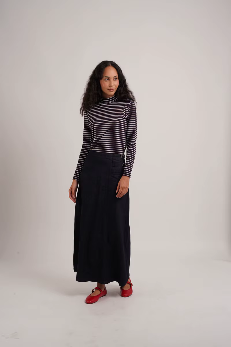 Striped Mockneck Tops – Navy Striped — image 7