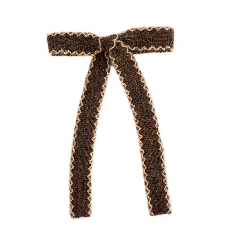 Herringbone Long Bow Hair Clip