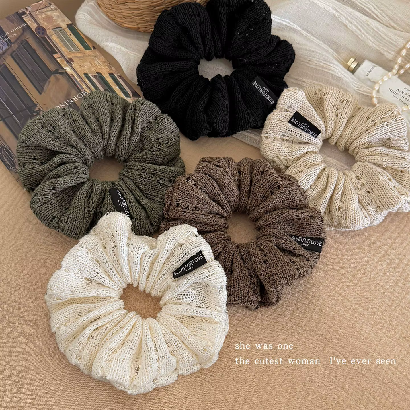 Hollow Knitted Autumn And Winter High-Elastic Hair Tie For