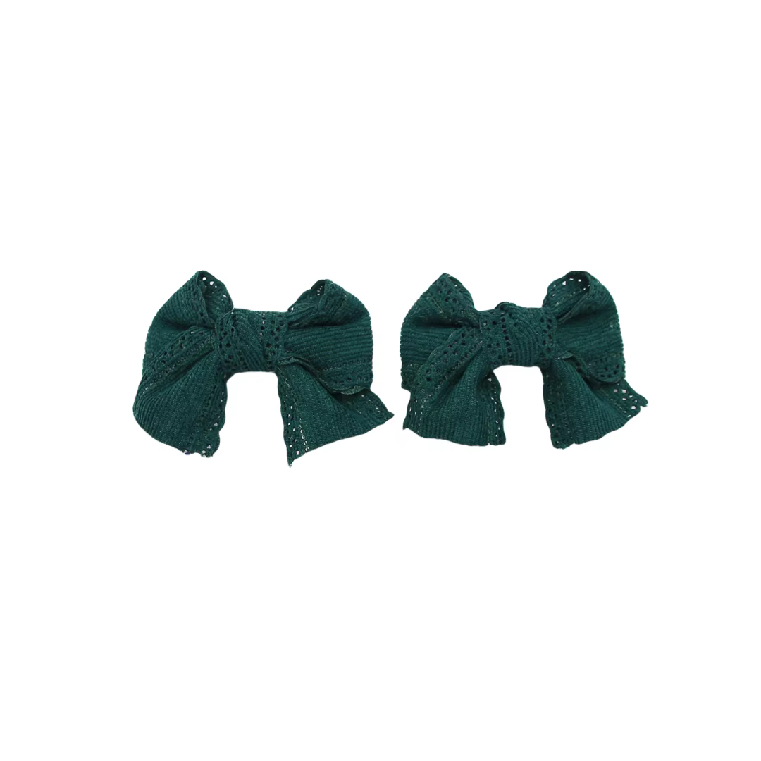 Dark Green Velvet Bow Headband Mini Hair Clip
