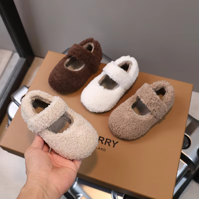 Girls' Plush Fur Moccasins