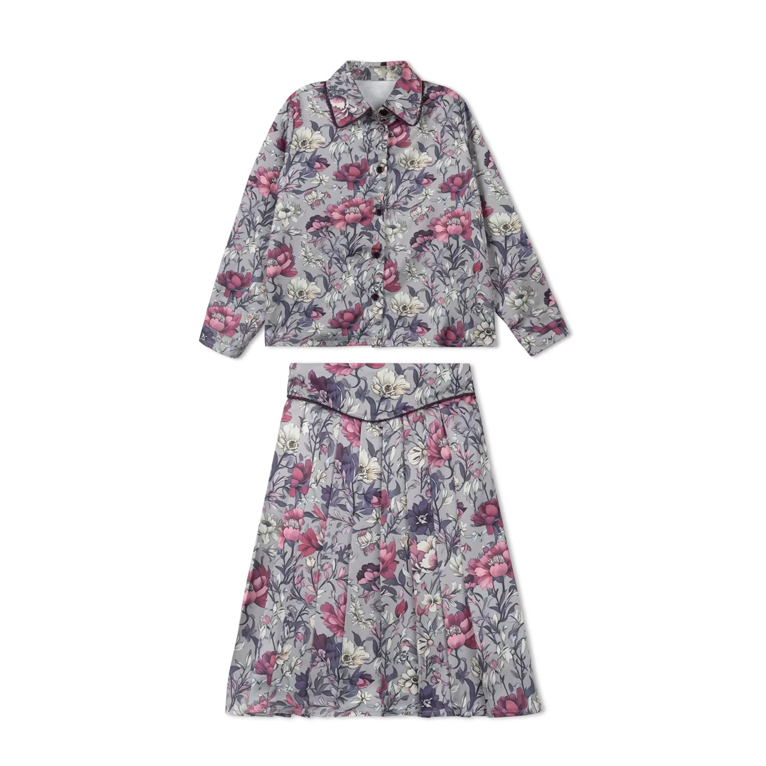 Purple Floral Satin – Clothing Set – Ali Picks AW26