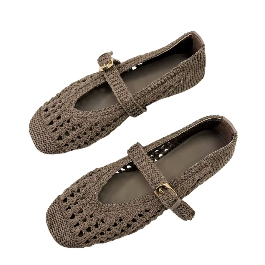 Women's Woven Crochet Mary Jane Flats