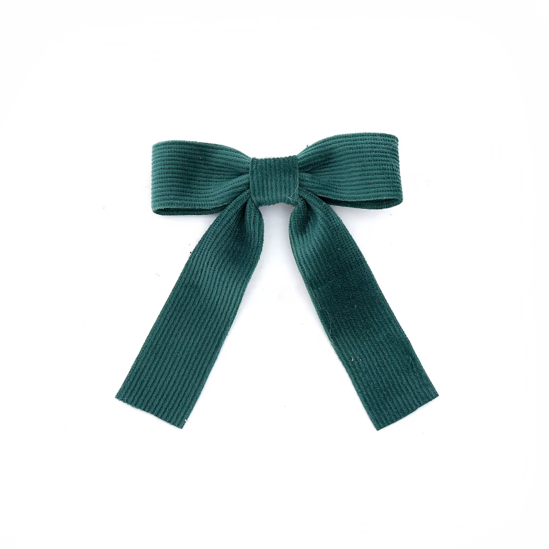 Dark Green Velvet Bow Headband Medium Hair Clip — image 2