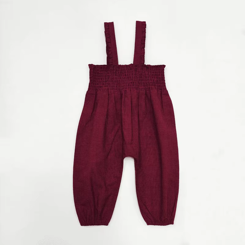 Heritage Weave Burgundy Girls Overalls – Ali & Co AW26