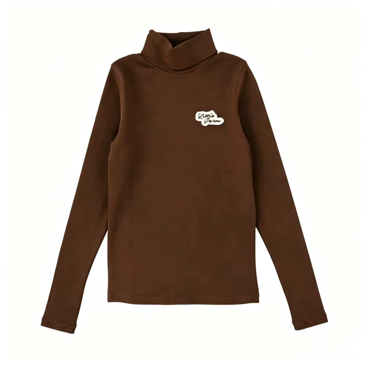 Kids' Brown High-Neck Motif Top