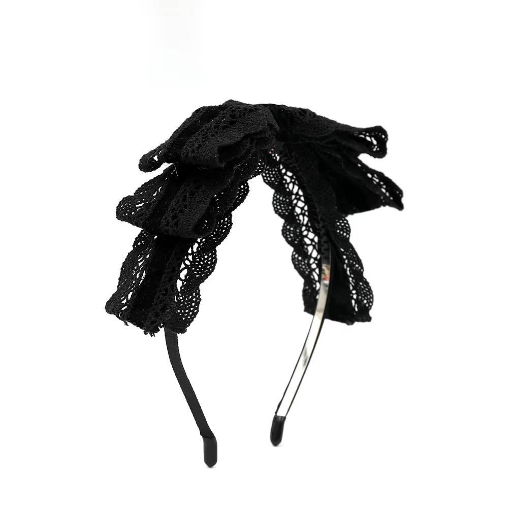 Long-Tail Lace Velvet Bow Headband Headband
