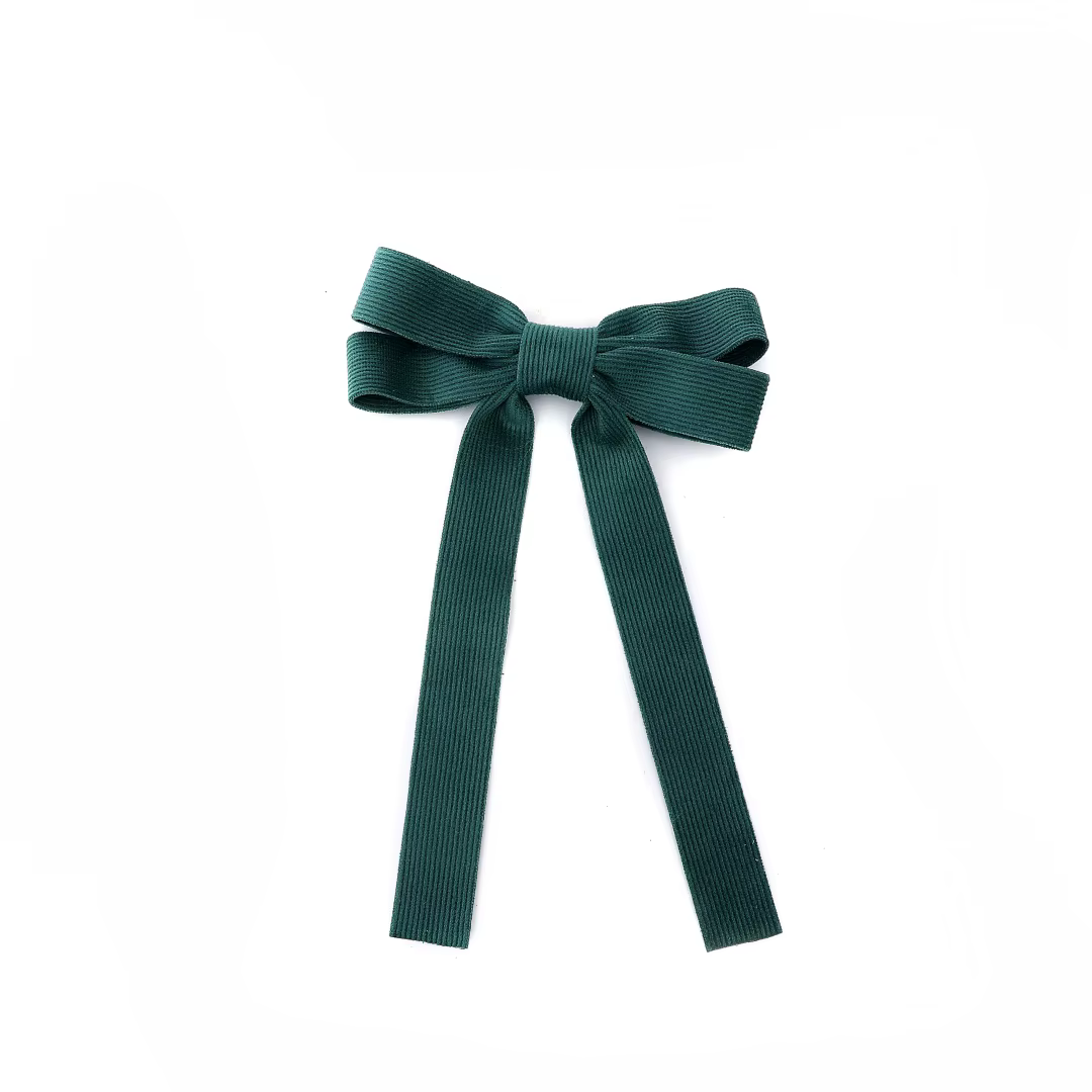 Dark Green Velvet Bow Headband Large Hair Clip — image 3