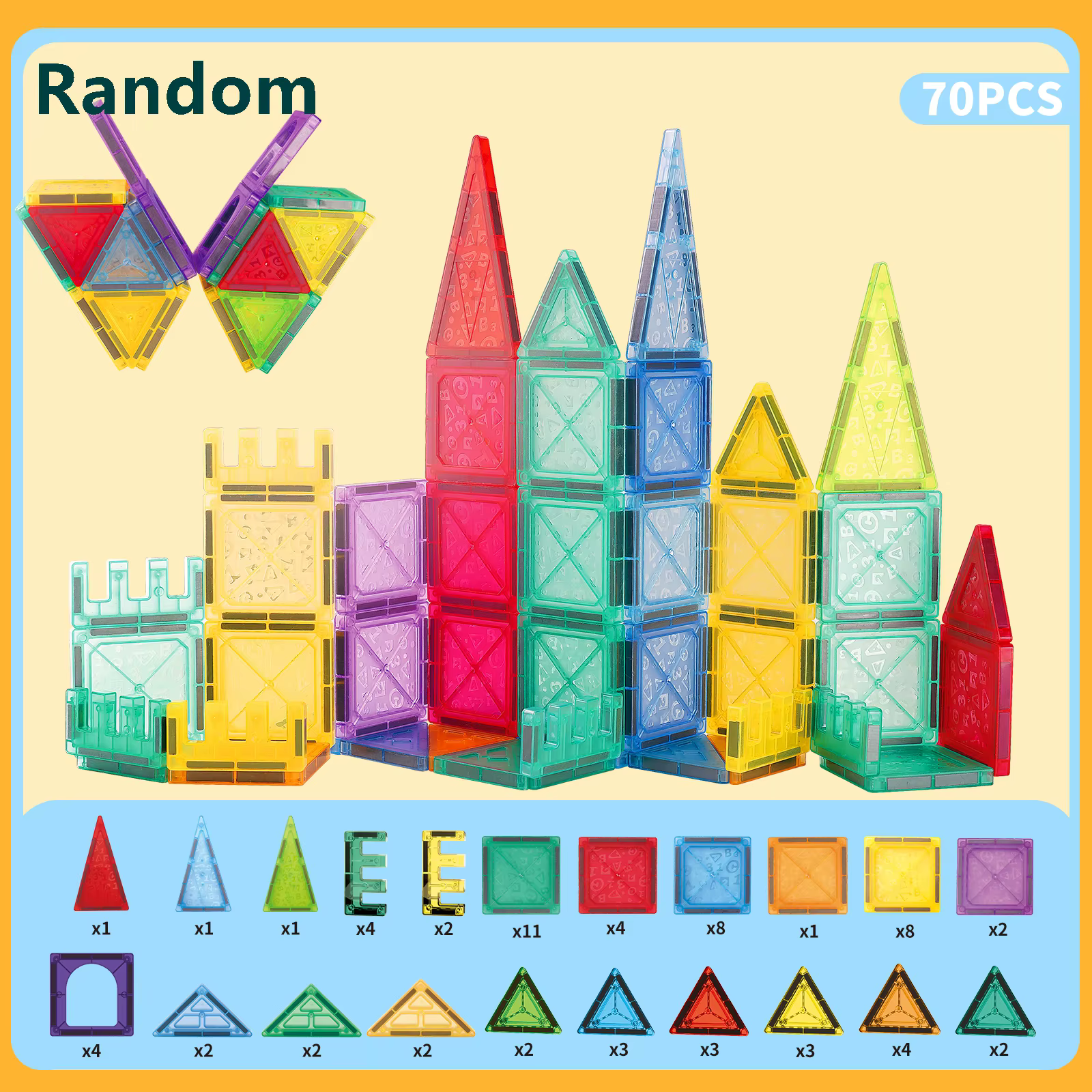 Magnetic Building Tiles – 70 pieces