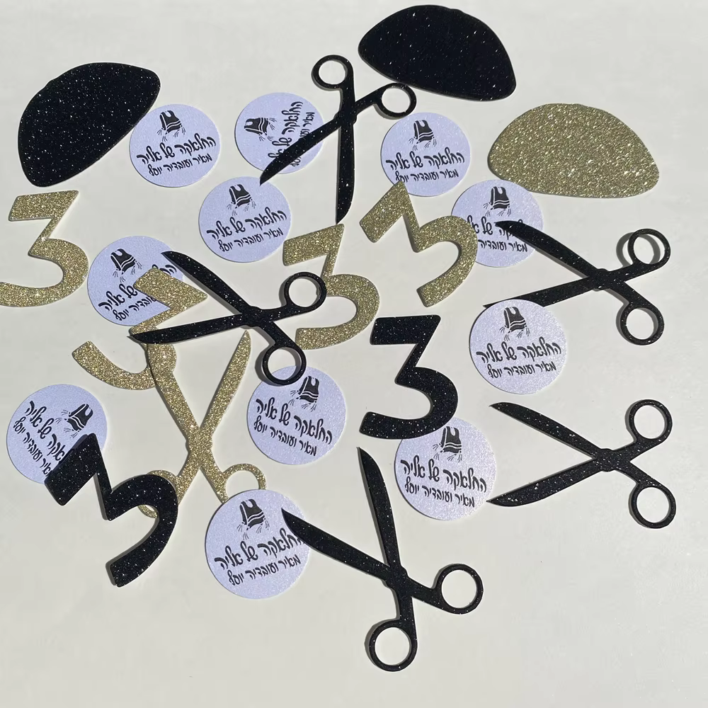 Personalised Upsherin Name Confetti – Black & Blue — image 2
