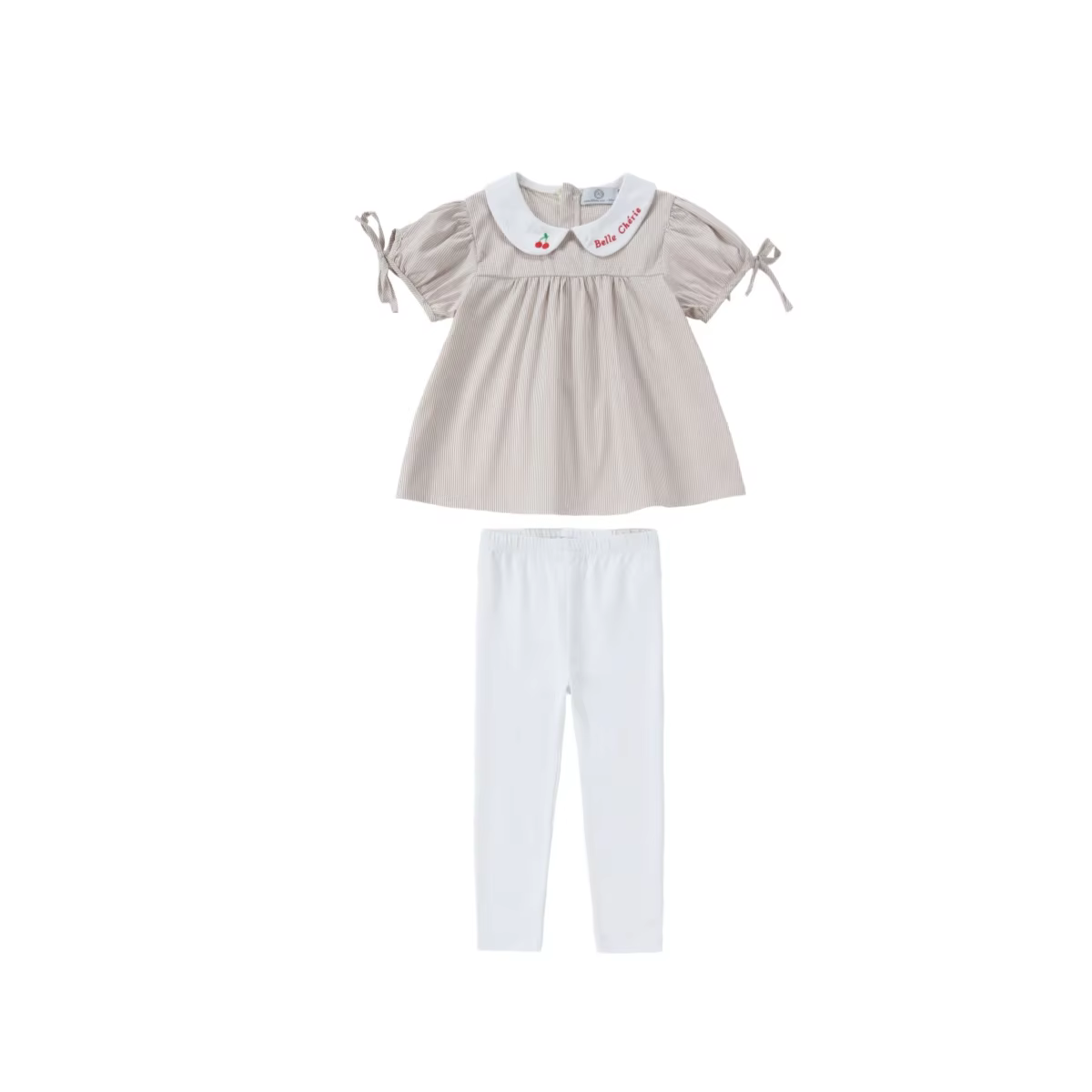 Friday Night Pinstripe Collection – Tan Baby Set