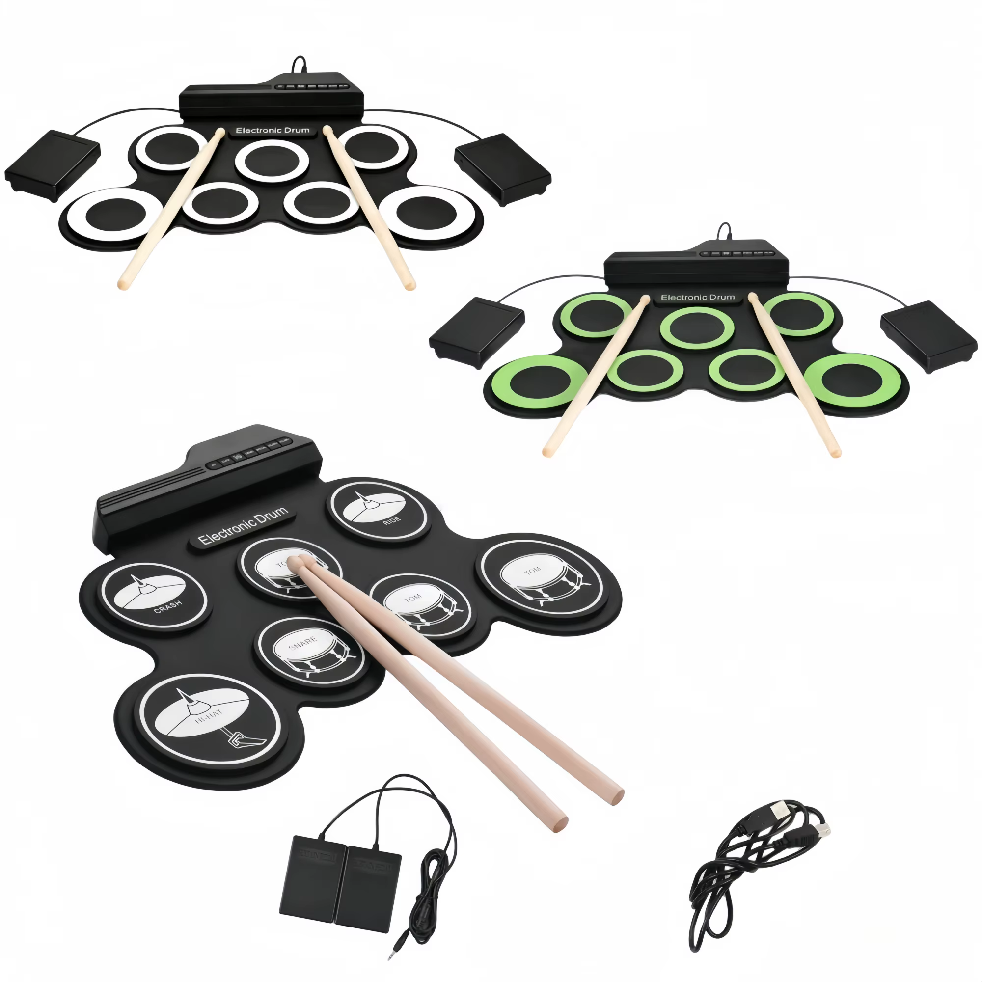 Roll-Up Electronic Drum Kit – Green