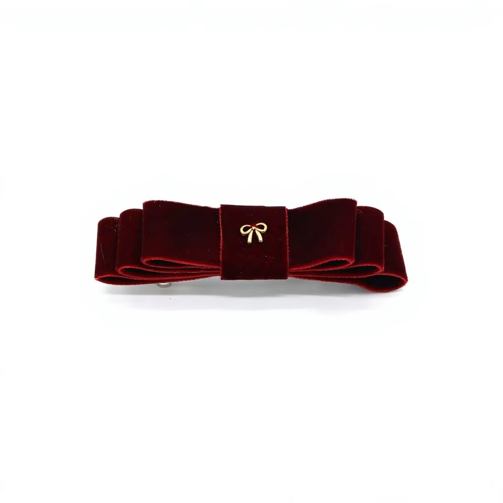 Wine Velvet Bow Clip – Ali Picks AW26